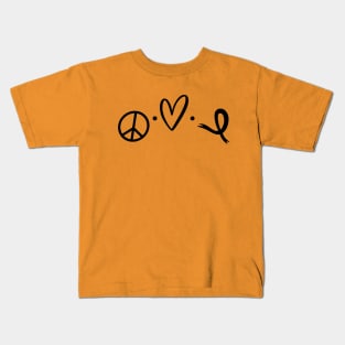 Peace Love Ribbon (b) Kids T-Shirt